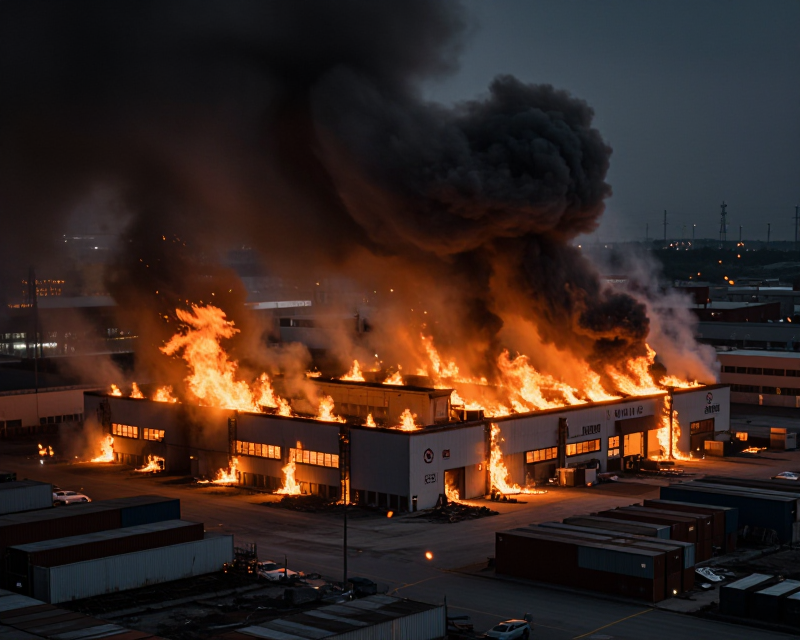 Cinematic Warehouse Fire Scene