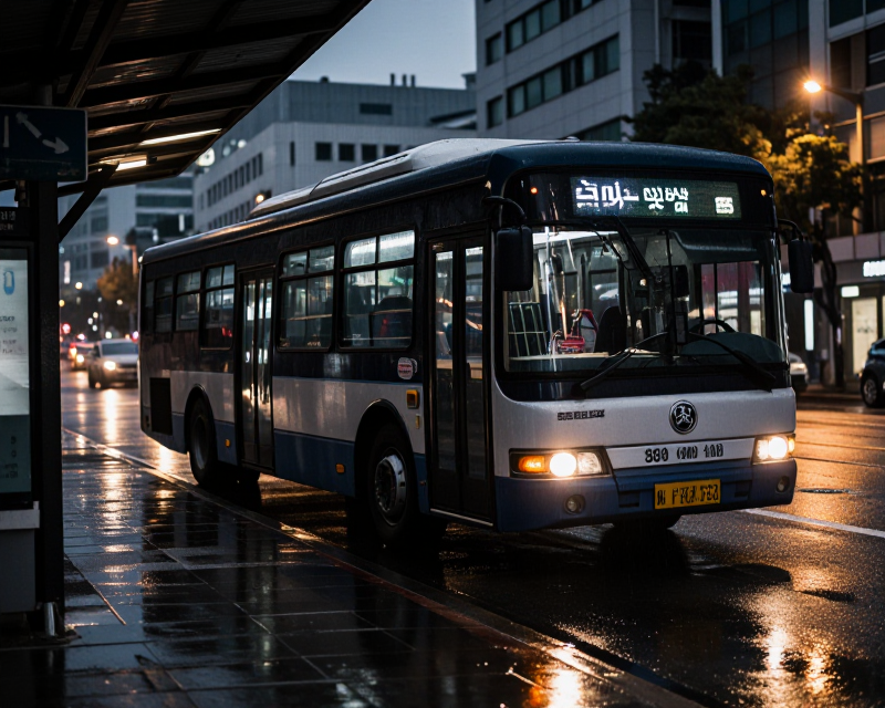 Cinematic Seoul Bus at Dawn